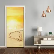 Home Mural Door Self Adhesive Removable Sticker Landscapes Heart on the beach