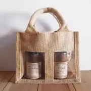 Jute Jar Bottle separator Bag - 2 Windows or 3 Windows - 1 bag or 3 bags