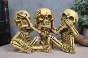 Ebros Gothic Alchemy See Hear Speak No Evil Skeletons Macabre Figurine