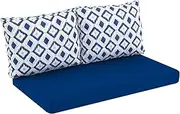 idee-home Outdoor Loveseat Cushions for Patio Furniture, Waterproof Couch Hampton Bay Deep Seat Cushion Replacement Set 46" x 26", Patio Love Seat Sofa Cushions for Garden Chair, Navy Blue Pattern
