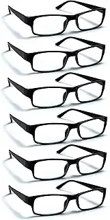BOOST EYEWEAR 6 Pack Reading Glasses by, Traditional Black Frames, for Men and Women, with Comfort Spring Loaded Hinges, Black, 6 Pairs (+1.75)