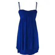 Catherine Malandrino Royal Blue Dress Baby Doll Halter Top Formal Prom Petite S