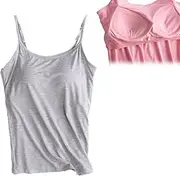 [Amdieu] Plus Size Womens Camisole Tank Top with Built-in Shelf Bra, Gorgeous and Sweet Tank Bra (3XL,Gray)