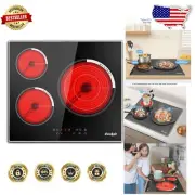 5700W 3 Burner Electric Cooktop with Timer and Safety Lock - Space-Saving Design