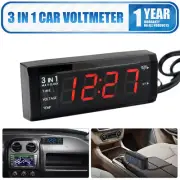 12V 3 in 1 Vehicle Car Kit Thermometer + Voltmeter + Clock LED Digital Display