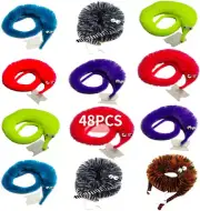 48Pcs Fuzzy Worm Toys Fuzzy Worms on String Trick Toy Carnival Kid Party Favors