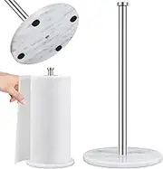 PoDhey Paper Towel Holder Countertop Standing Paper Towel Roll Holders with Heavy Stable Marble Base Stainless Steel Paper Towel Stand 12.2inch Paper Towel Rack Anti-Slip Toilet Paper Holder for Kitch