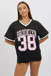 Black Sport Tee Short Sleeve - Size 10S, Women's Graphic Tee