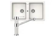 Abey Schock Typos Double Bowl Sink & 400456 Kitchen Mixer Tap Alpina TN200TW