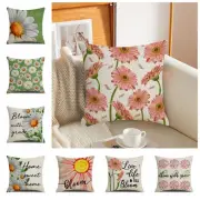Pastoral Style Flower Pattern Pillowcase Linen Cushion Cover Sofa/Bed