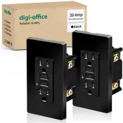 20amp GFCI Outlet Wall NEW Weather Resistant TR Socket Receptacle Black 2 Pack