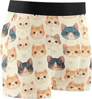 [FRODOTGV] Little Chic Cats Face Mens Boxer Brief Shorts Running Underwear for Men Compression Interiores Para Hombres