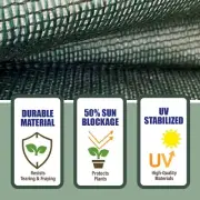 50% Sunblock Mesh Garden Netting Greenhouse Shade Cover with Grommets in Green