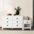Oikiture 6 Chest of Drawers and Bedside Table Vintage Nightstands Bedroom Set
