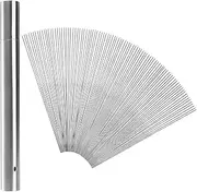 100 Pcs Premium Stainless Steel Meat Skewers with 35CM Tube Storage Cylinder, Skewers for Outdoor Barbecue, Yakitori Skewers Kebob Tools, Barbecue Skewers for Meat Shrimp Fruit Vegetables (Round)