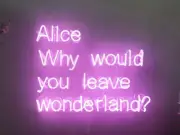 20"x16" Alice Why Would You Leave Wonderland Pink Acrylic Neon Sign With Dimmer