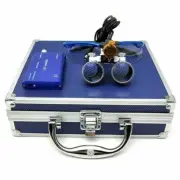 Dental 3.5X Binocular Loupes + 3W LED Head Light with Filter + Aluminum Box Blue