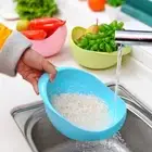 Rice Fruit Sieve Plastic Colander Kitchen Drain Basket with Handles Rice Bowl
