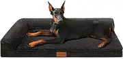 Jolifield Orthopedic Jacquard XXL Dog Bed for Extra Large Dogs 48''X30'', Waterproof L Shaped Big Dog Sofa Pet Bed with Washable Removable Cover, Non-Slip Soft Comfortable Pet Couch Sleep Mat, Black