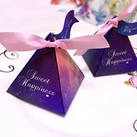 在飛比找樂天市場購物網優惠-免運 快速出貨 歐式結婚喜糖盒子 創意婚慶用品星空三角糖果包
