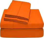 American Linen Adjustable King Bed Sheets Set 7 PCs Orange Solid -100% Egyptian Cotton 1000 Thread Count-16 Inches Deep Pocket (Split-King)