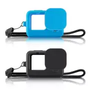 For GoPro HERO12/11/10/9 Black Silicone Protective Case Cover with Strap & Lens