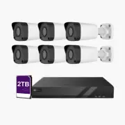 NDAA 8CH PoE Security Camera System with 6*4K Bullet Cameras, 2TB HDD