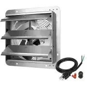 Edendirect Wall Mounted Fan 12" 940 Cfm Exhaust Electric Powered Gable Silver