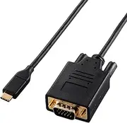 Elecom CAC-CVGA20BK2 USB C to VGA Conversion Cable, 6.6 ft (2 m), Displays, TVs, Projectors, Etc., 1920 x 1080, Triple Shielded Noise Protection, Black