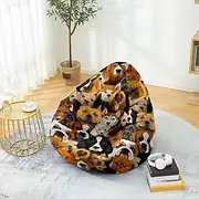Bean Bag Chair Cover, Lukery Stuffed Animal Storage Bean Bag Chair Cover Kids Adults(No Filler), Cartoon Dog Bean Bag Covers Sofa Gaming Storage Bag Indoor Lazy Lounger (80x90cm,Shiba Inu)