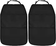 Car Seat Kick Mats, 2 Pieces Kick Mats Back Seat Protector, Anti-Dirty Car Back Seat with Adjustable Strap, Car Seat Protector Cover with 2 Mesh Pockets, for Protection Car from Stain, Mud, Scratches