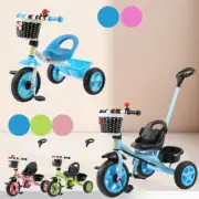 3-Wheel Kids Stroller Bicycle with Basket Tricycle Push Bike Ride On Toy
