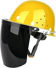 kokiya Face Shield Cover with Hard Hat Flip up Portable Face Protector Headgear for Trimming Metal Casting Gardening Mining, Black visor