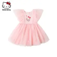 在飛比找ETMall東森購物網優惠-Hello Kitty童裝女童夏款短袖連衣裙網紗洋裝公主裙子