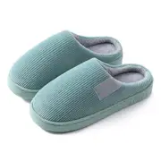 Green Plush Lined Anti-Slip Winter Slippers Warm Indoor Slides for Men and Women