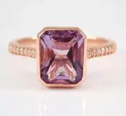 3.Ct Emerald Cut -Created Amethyst Wedding Solitaire Ring 14K Rose Gold Plated
