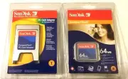SANDISK SDCF-38 PC CARD ADAPTER READER, 64MB PC COMPACT FLASH CARD SDCFB-64-A10