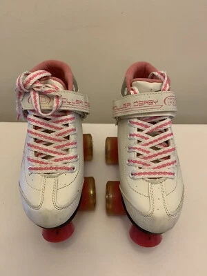Girls Sparkle RD Roller Derby Pink & White Size 3 Roller Skates BNWB