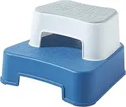 Double Step Stool for Toddlers Anti-Slip Toilet Stool,Baby Step Stool for Kitchen/Bathroom Easy to Clean and Portable,Blue