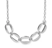 Brighton Meridian Lumens Hammered Silver Crystal Necklace NWT $128 JM4971