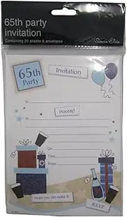 Simon Elvin 65th Birthday Invitations (Pack of 20) (UK Size: One Size) (White/Multicoloured)