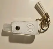 White Plastic Keychain Holder Hand Sanitizer Bottle, Holder PU leather Cover