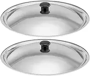 Ciieeo Universal Lid for Pots and Pans 30cm Stainless Steel Frying Pan Cover Bakelite Handle Cookware Lids Skillet Wok Dome Cover Pot Lids Replacement 2pcs