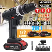 Cordless Hammer Drill Set Electric Impact Driver Screwdriver With 288V Battery