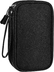 Travel Cable Organizer Pouch, Electronic Accessories Carry Case, Double Layer Tech Storage Bag for Cord, Charger, Phone, Earphone, Flash Drive (Darkblack)