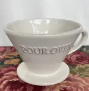 Pottery Barn White Pour Over Ceramic Coffee Maker Drip Coffee !Great Gift!