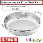 Scanpan 32cm Stainless Steel Frying Pan with Glass Lid Oven Induction Safe Cook