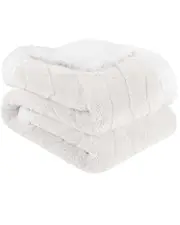 Superior Reversible Jacquard Lattice Fleece Plush Sherpa Throw