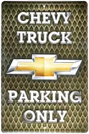 Chevy Trucks Parking Only 12" x 18" Yellow Bow Tie wall sign Man Cave Made USA