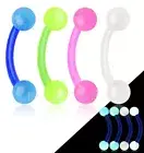 Acrylic Flexible Eyebrow Curve with Glow In The Dark Ball 16g 5/16"